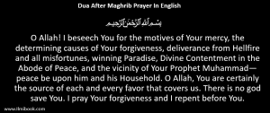 Dua After Maghrib Prayer In english translation